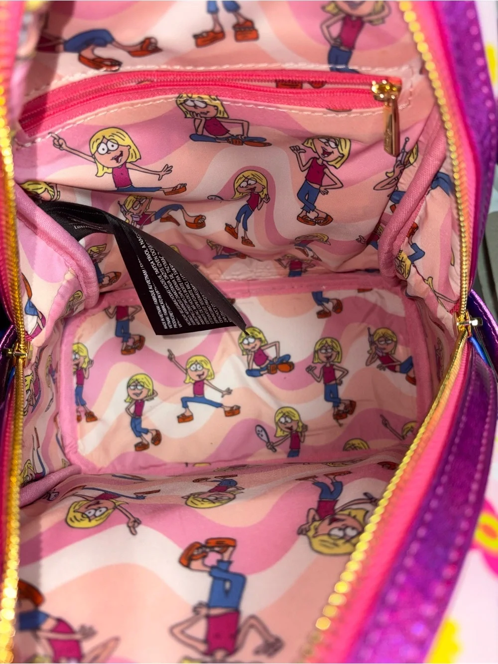 Loungefly Lizzie McGuire Pink & Yellow Cartoon Character Mini Backpack Disney